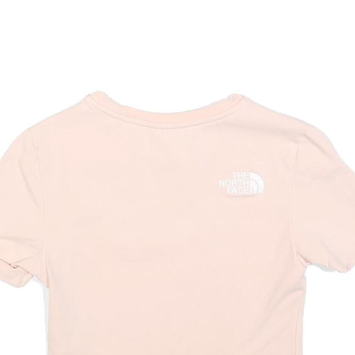 THE NORTH FACE Womens Pink Crop T-Shirt S Short Sleeve Crew Neck Logo Graphic
