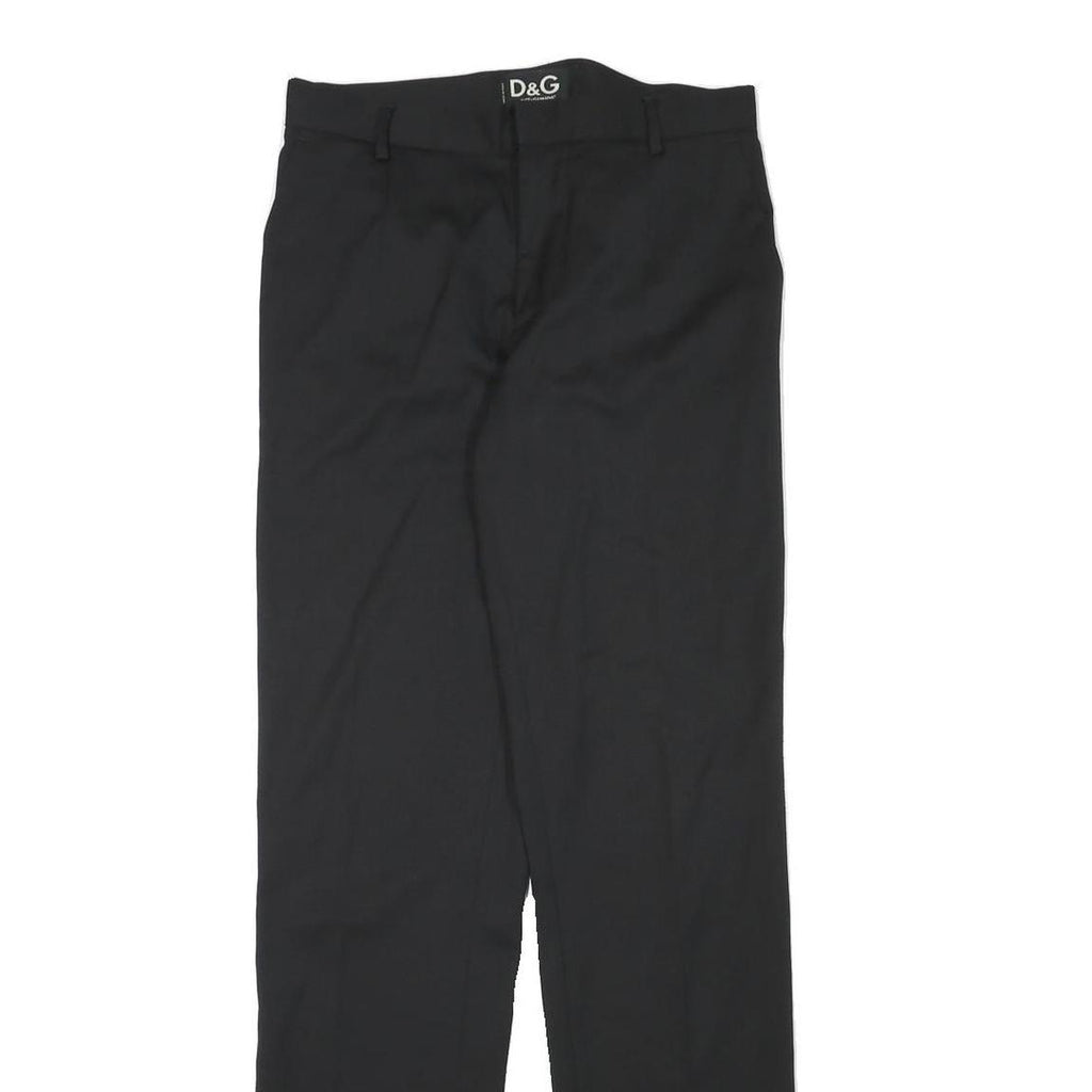 DOLCE & GABBANA Mens Wool Blend Black Regular Straight Trousers W29 L33 Classic