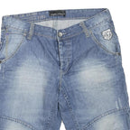 ANGELO LITRICO Mens Shorts Blue Denim Casual L W36 Relaxed Fit Cotton Blend