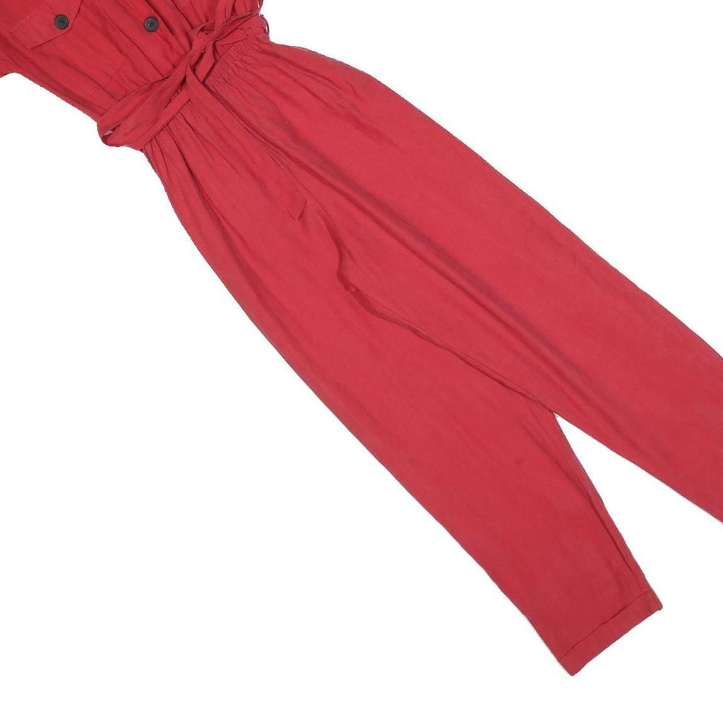 NEW LOOK Womens Red Playsuit Belted Button Front UK 6 Casual Summer Fashion