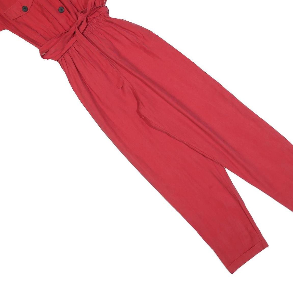 NEW LOOK Womens Red Playsuit Belted Button Front UK 6 Casual Summer Fashion