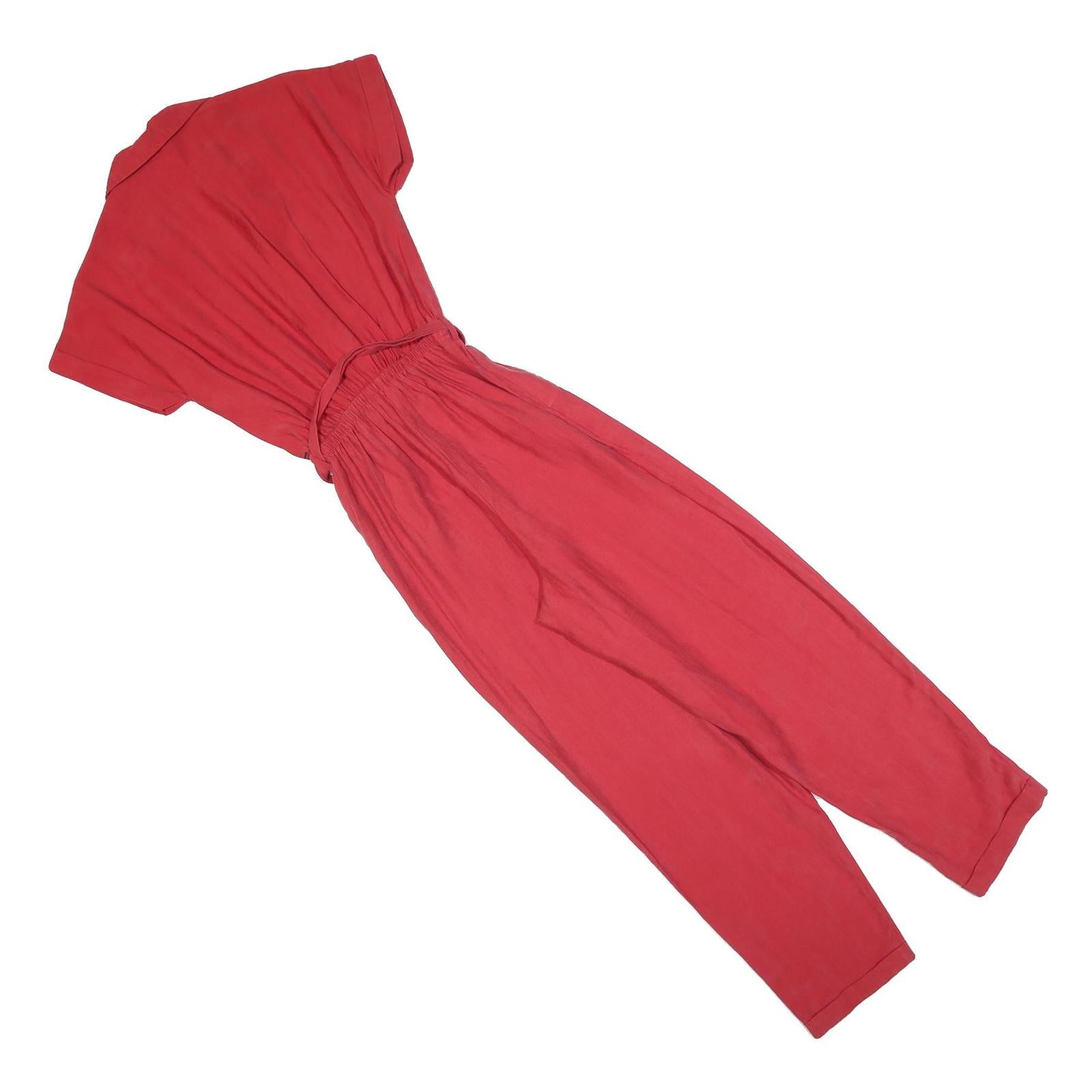 NEW LOOK Womens Red Playsuit Belted Button Front UK 6 Casual Summer Fashion