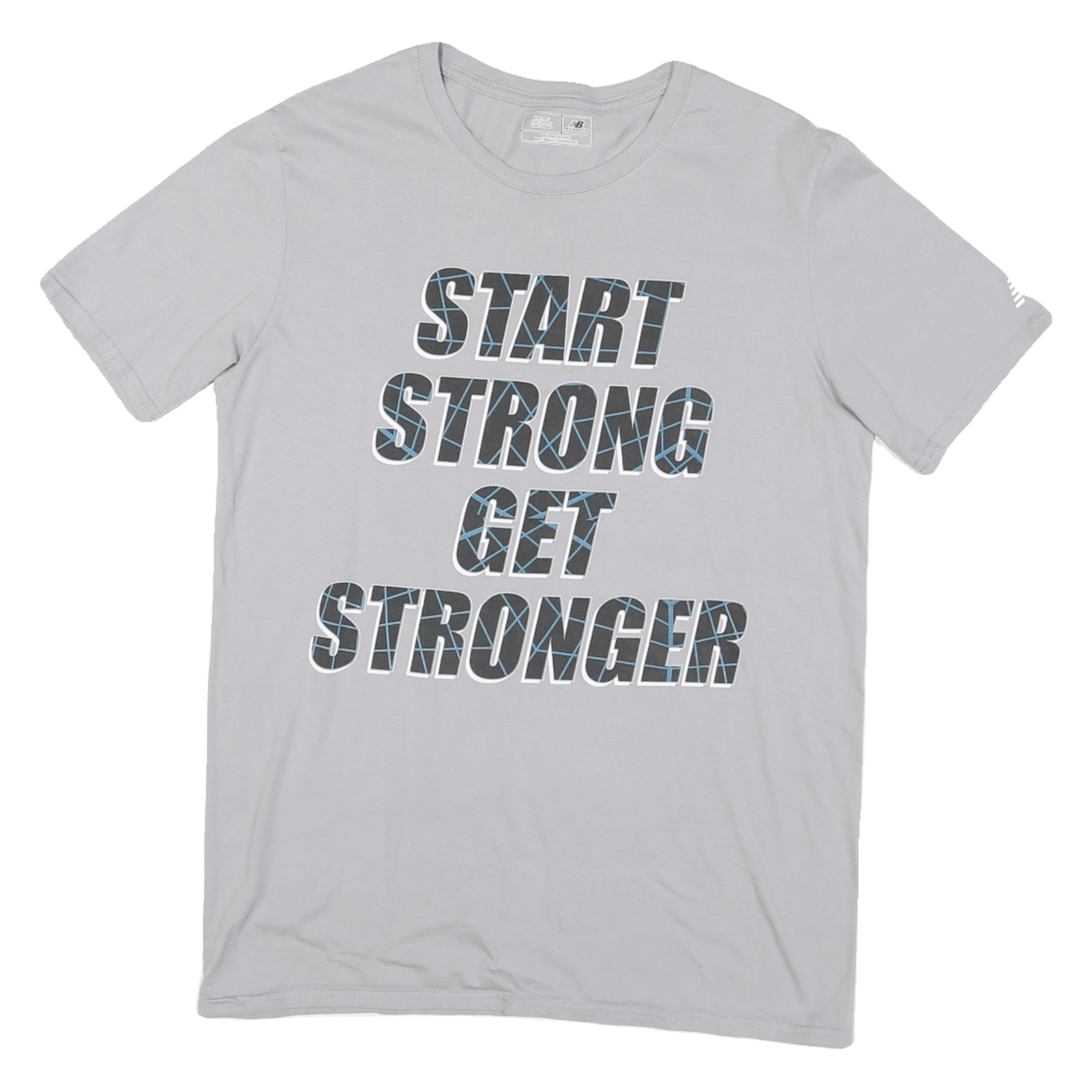 NEW BALANCE Mens Grey Start Strong Get Stronger Graphic T-Shirt L Short Sleeve