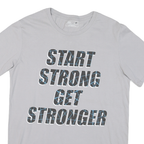 NEW BALANCE Mens Grey Start Strong Get Stronger Graphic T-Shirt L Short Sleeve