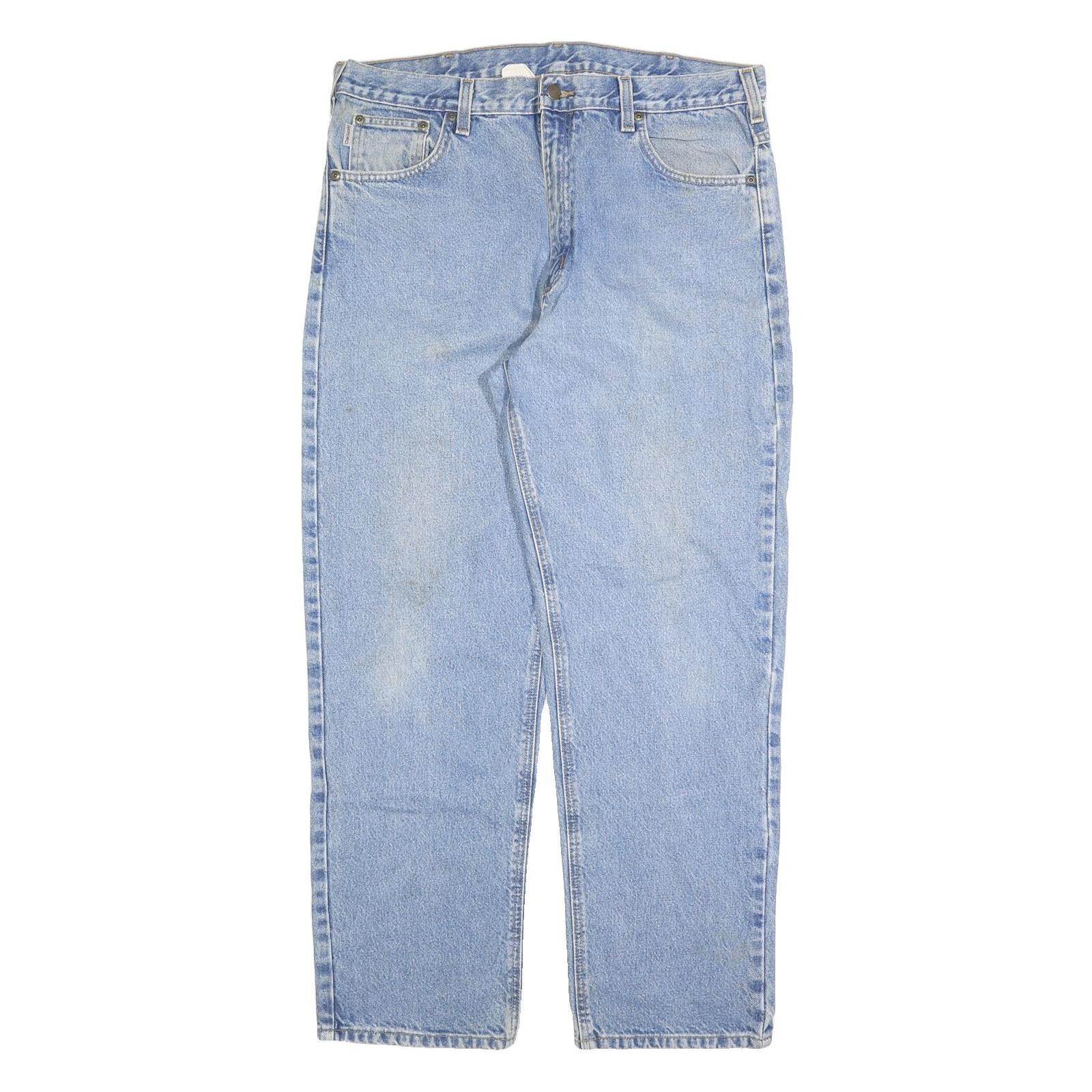CARHARTT Mens Jeans Blue Relaxed Straight Denim Light W36 L32 Workwear Casual