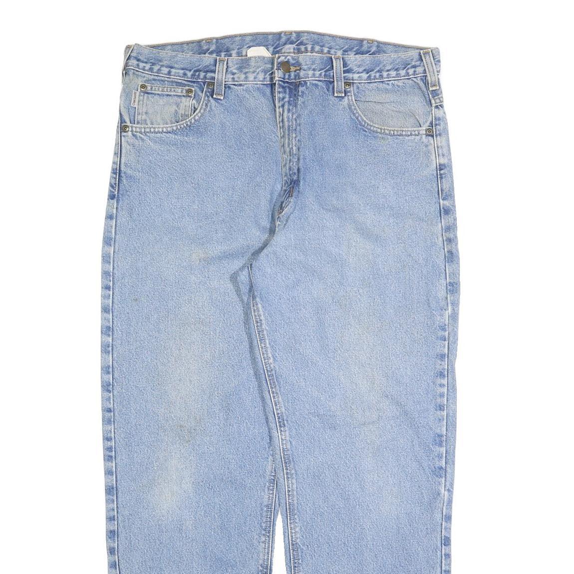 CARHARTT Mens Jeans Blue Relaxed Straight Denim Light W36 L32 Workwear Casual