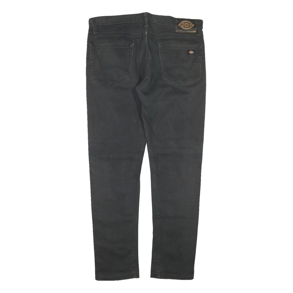 DICKIES Mens Black Regular Fit Straight Denim Jeans W38 L30 Zip Cotton Blend