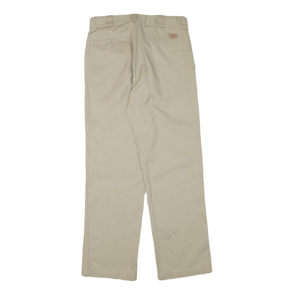 DICKIES Mens Cotton Blend Beige Regular Fit Straight Leg Trousers W30 L31