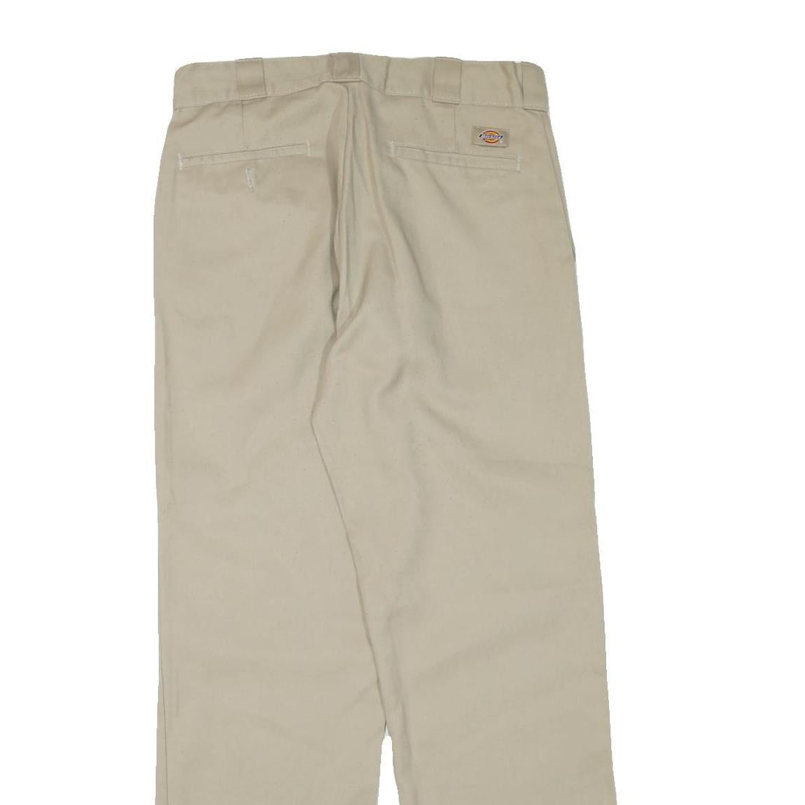 DICKIES Mens Cotton Blend Beige Regular Fit Straight Leg Trousers W30 L31