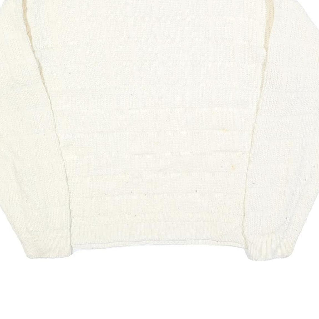 FUNCTIONALS Womens White Plain Jumper Crew Neck Basic Knit M Acrylic Warm