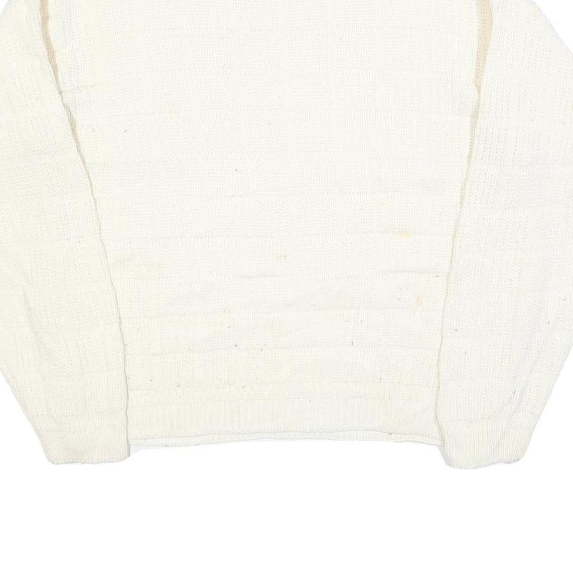 FUNCTIONALS Womens White Plain Jumper Crew Neck Basic Knit M Acrylic Warm