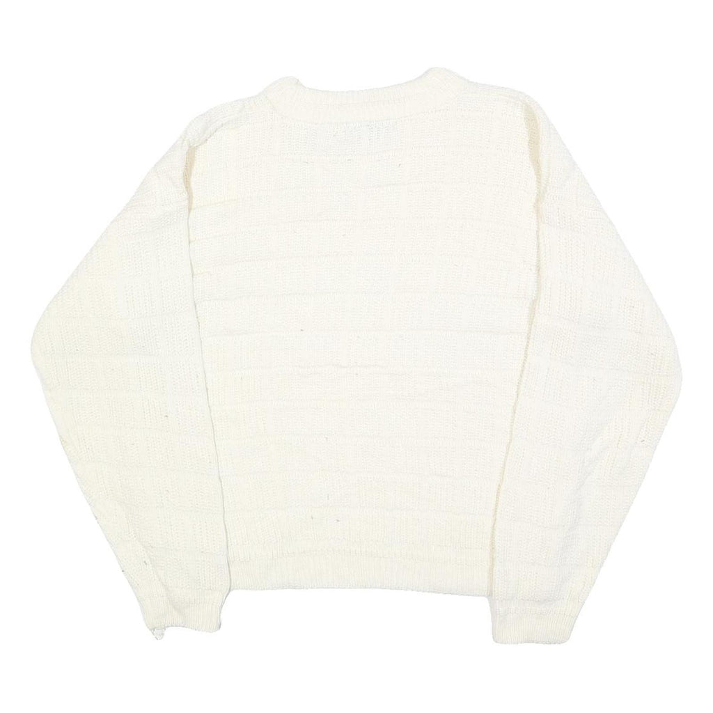 FUNCTIONALS Womens White Plain Jumper Crew Neck Basic Knit M Acrylic Warm