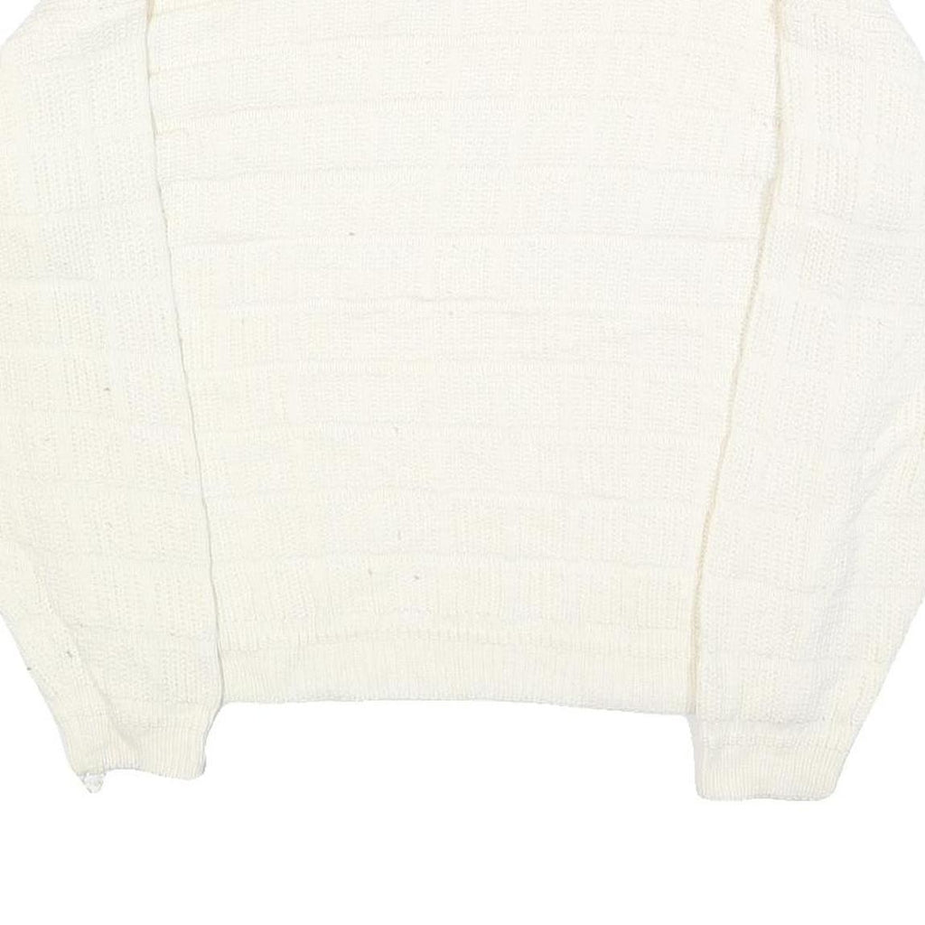 FUNCTIONALS Womens White Plain Jumper Crew Neck Basic Knit M Acrylic Warm