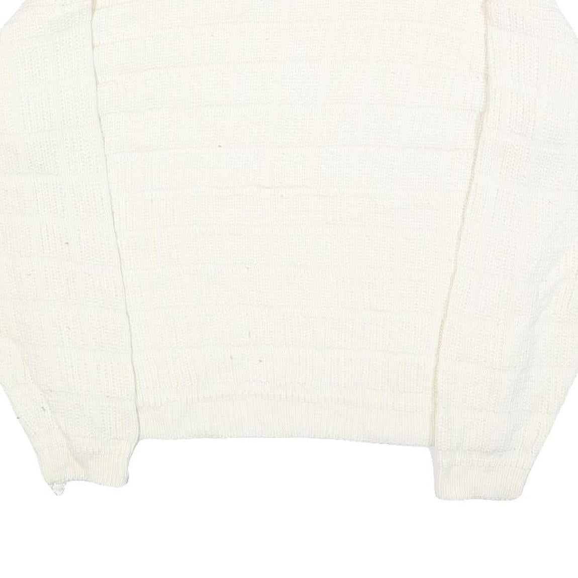 FUNCTIONALS Womens White Plain Jumper Crew Neck Basic Knit M Acrylic Warm