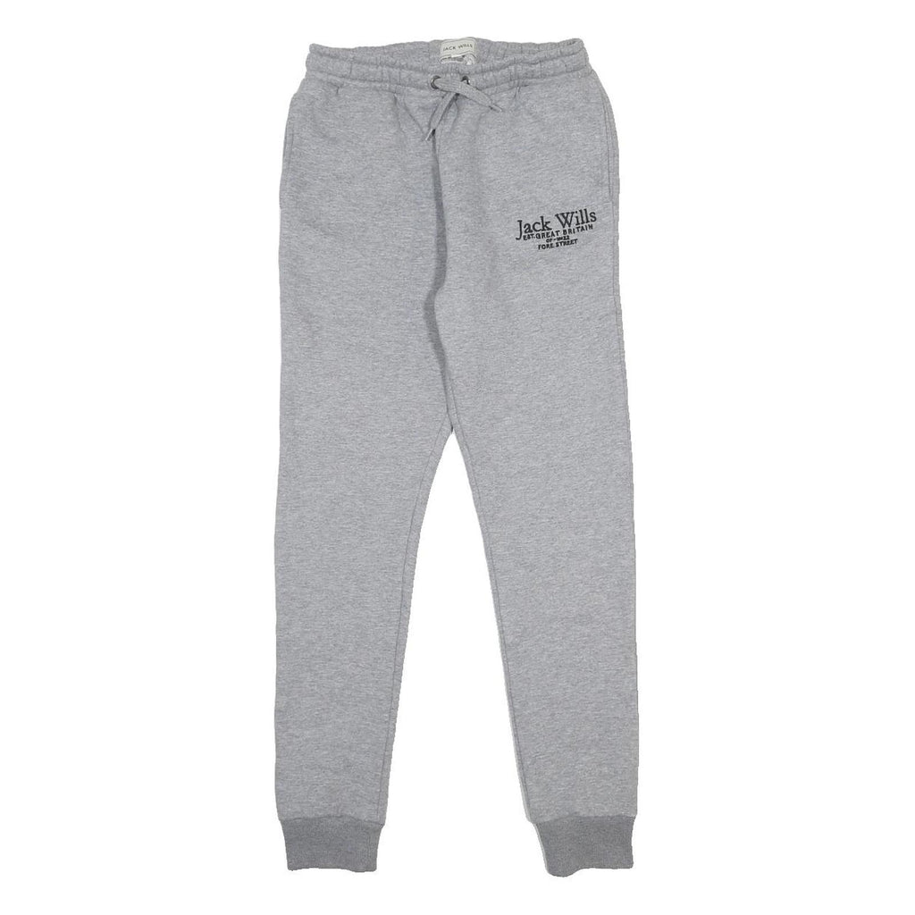 JACK WILLS Boys Joggers Grey Cotton Blend Slim Tapered 12-13Y W26 L27 Drawstring