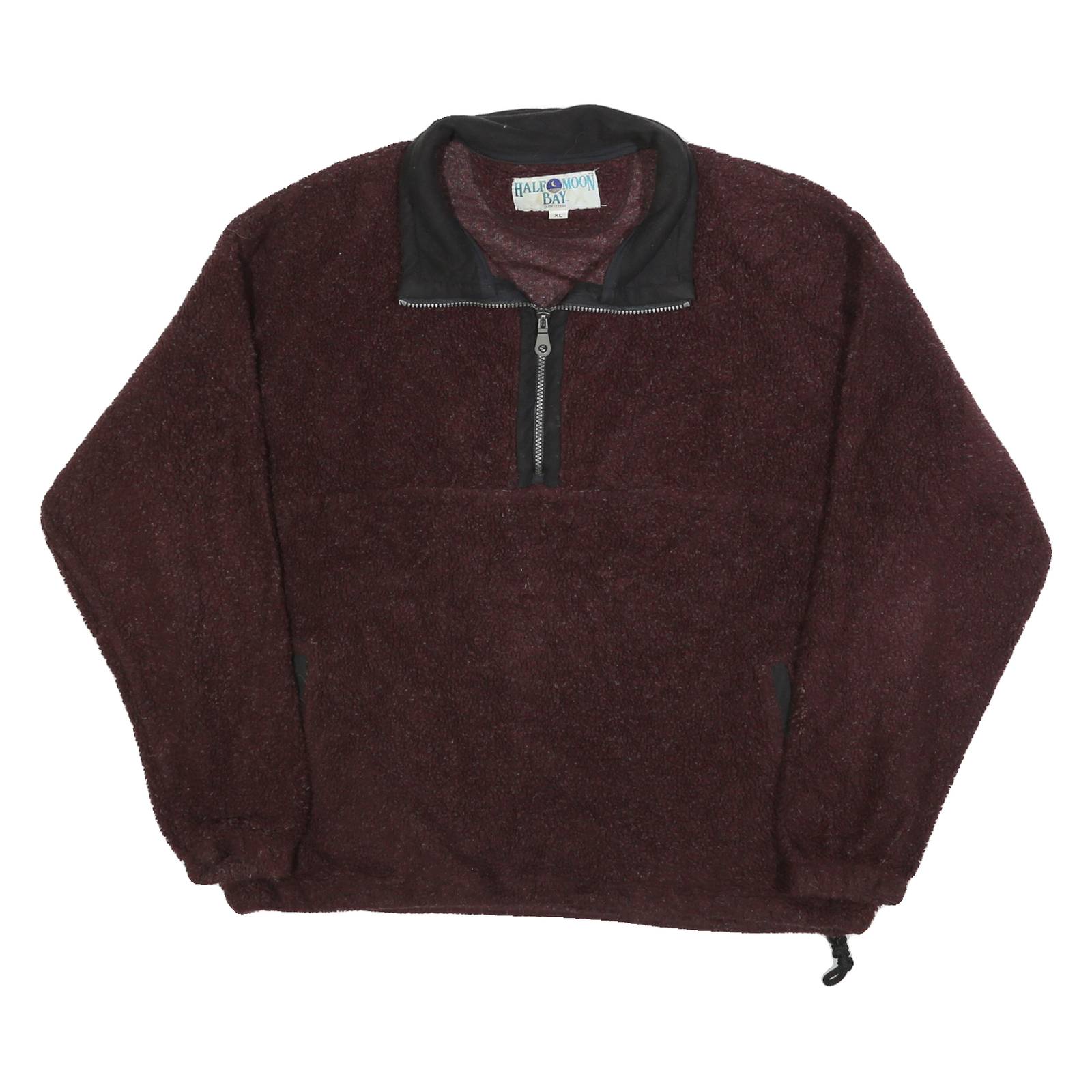 HALF BAY MOON Womens Maroon Pullover Plain Crew Neck Basic Knit XL Fleece Jumper