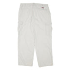 DICKIES Mens Cotton Blend White Relaxed Cargo Trousers W35 L29 Workwear Zip