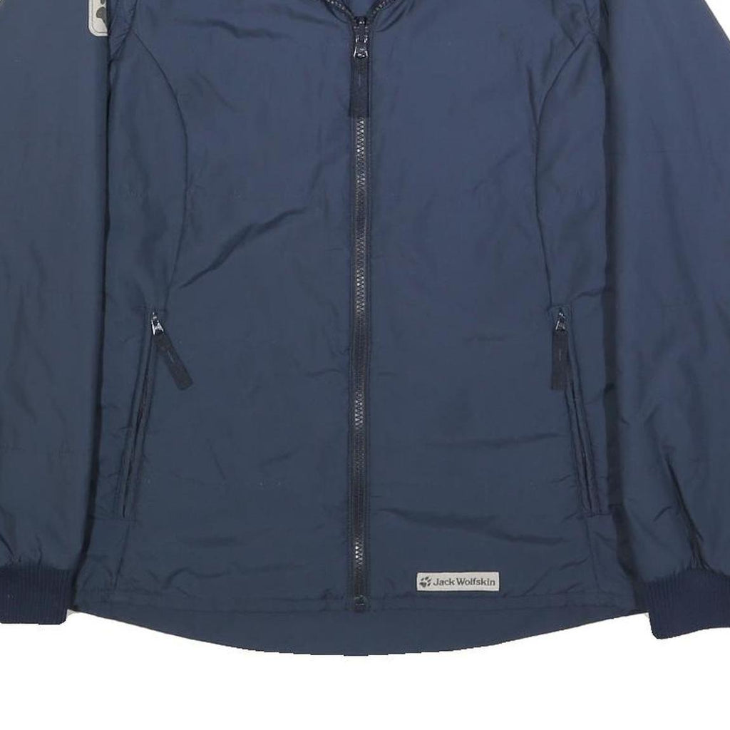JACK WOLFSKIN Womens Navy Blue Jacket UK 12 Polyester Blend Zip Plain