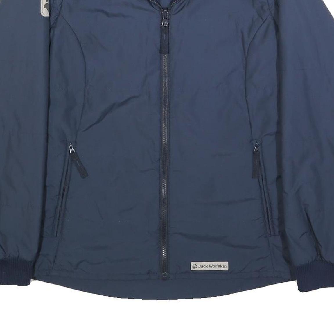 JACK WOLFSKIN Womens Navy Blue Jacket UK 12 Polyester Blend Zip Plain