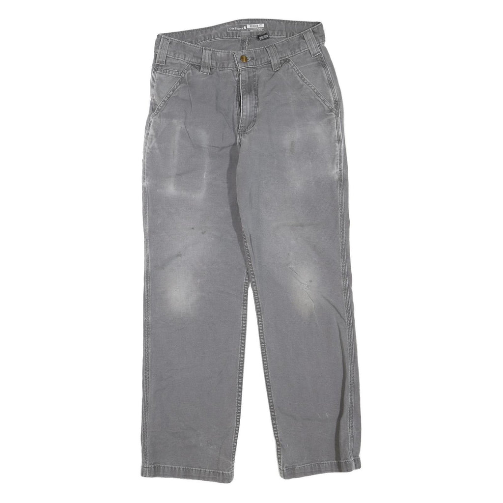 CARHARTT Mens Jeans Grey Regular Straight Denim W30 L30 Workwear Cotton Blend