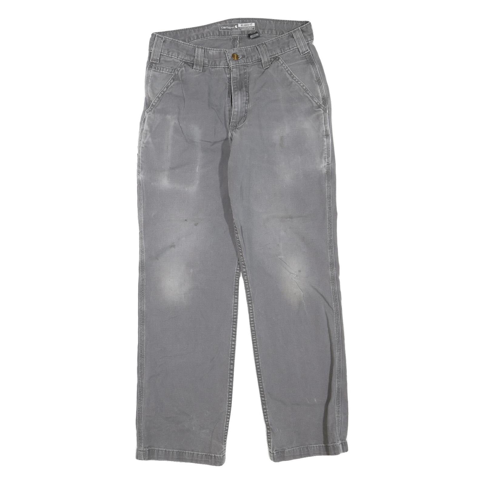 CARHARTT Mens Jeans Grey Regular Straight Denim W30 L30 Workwear Cotton Blend