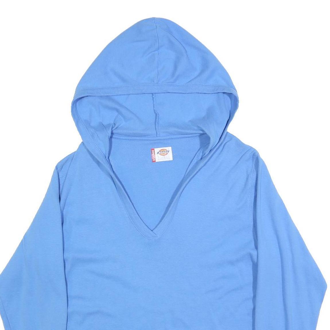 DICKIES Womens Blue Hoodie XL V Neck Kangaroo Pocket Cotton Blend