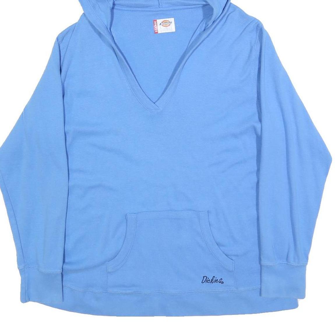 DICKIES Womens Blue Hoodie XL V Neck Kangaroo Pocket Cotton Blend