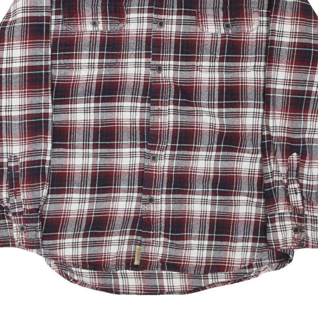 JACHS Mens Red & White Check Cotton Blend Shirt M Long Sleeve Casual Button