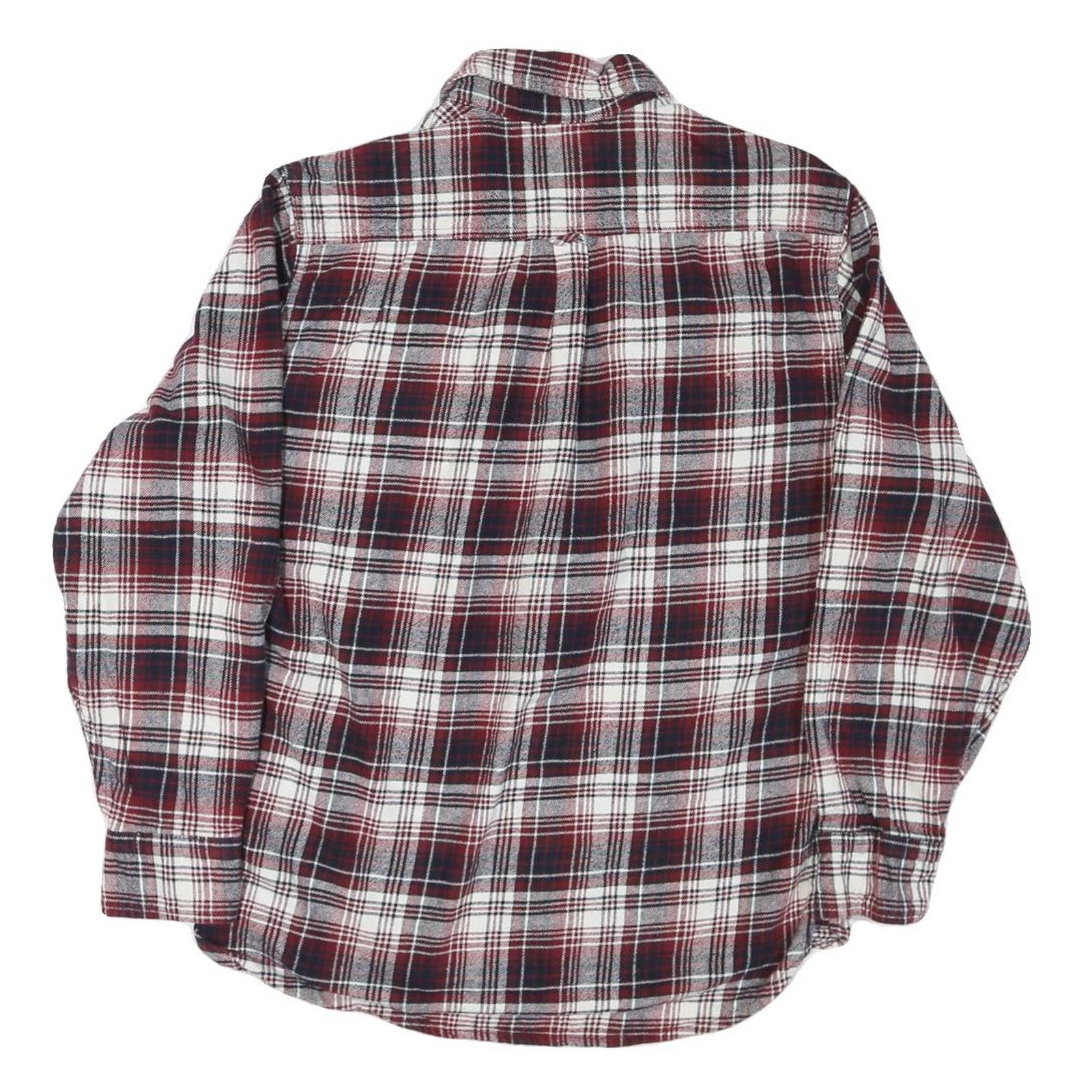 JACHS Mens Red & White Check Cotton Blend Shirt M Long Sleeve Casual Button