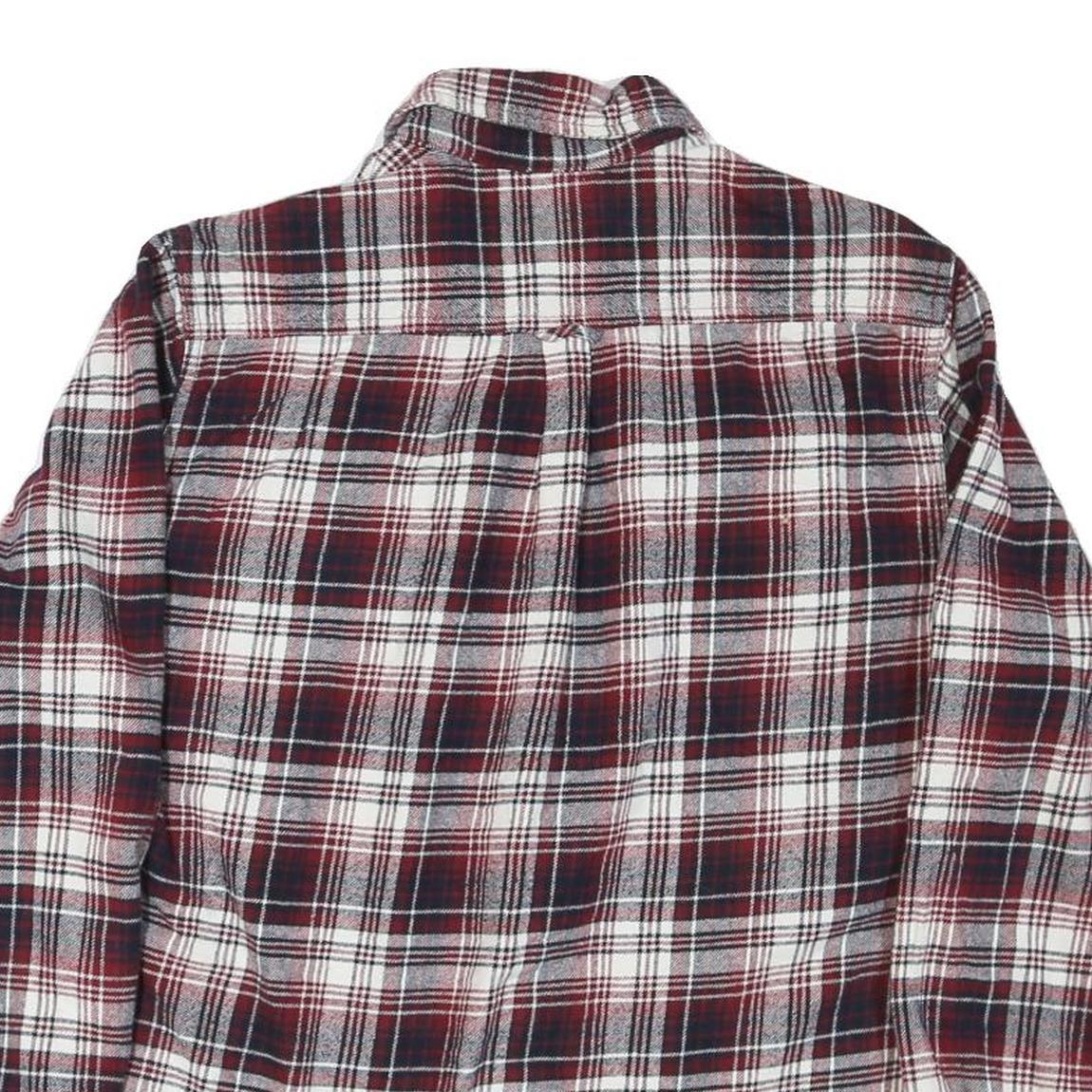 JACHS Mens Red & White Check Cotton Blend Shirt M Long Sleeve Casual Button