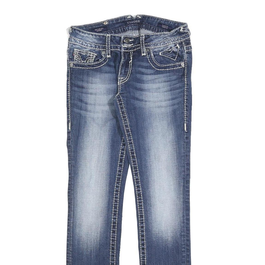 VIGOSS Womens Slim Blue Denim Slim Jeans W27 L32 Stylish Contrast Stitching