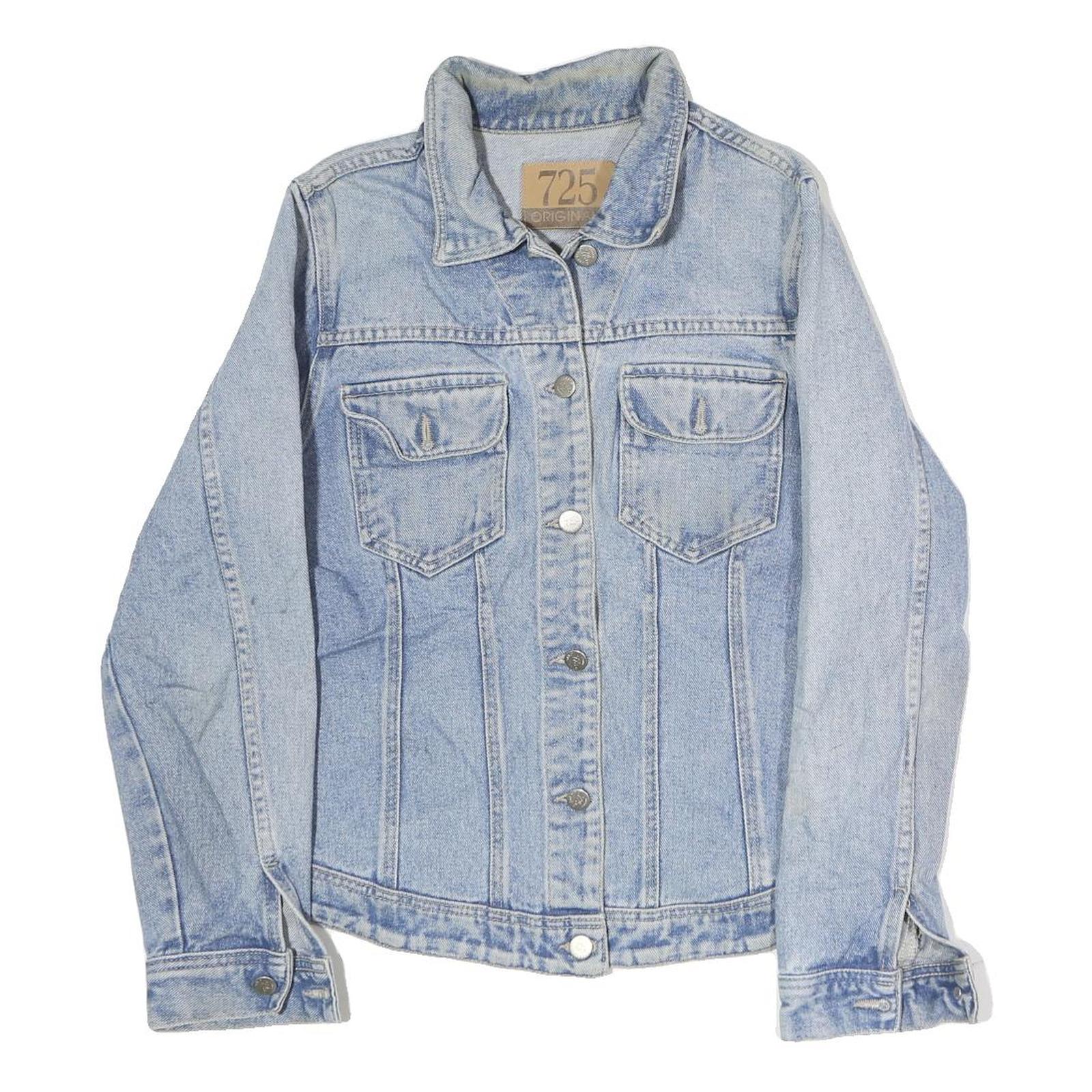 Womens Blue Denim Jacket M Cotton Button Front Classic Outerwear Casual