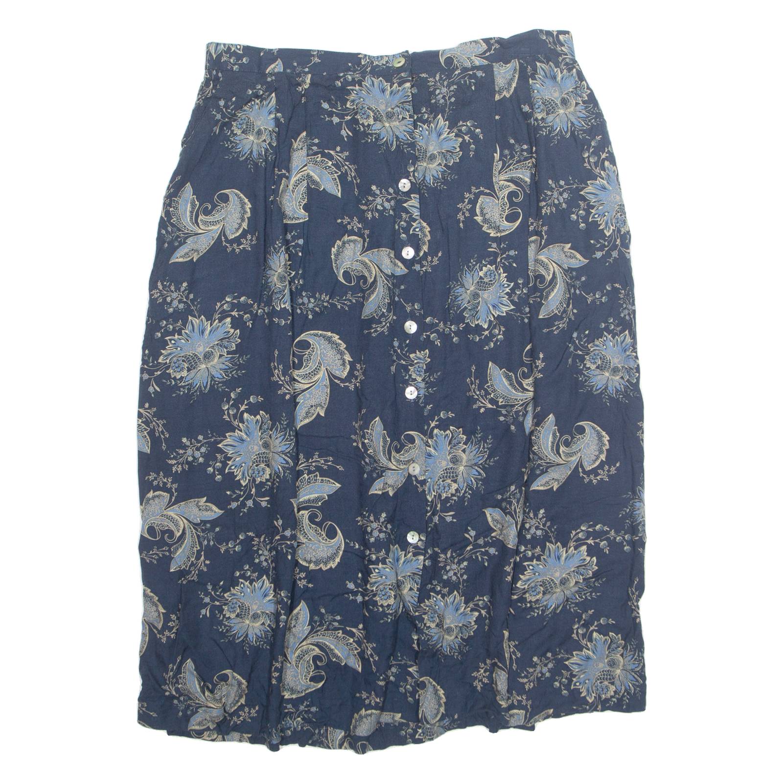 APPLESEEDS Pocketed Womens A-Line Skirt Blue Knee Length Floral XL