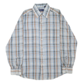 JC PENNEY Mens Blue & Brown Check Shirt L Long Sleeve Button Cotton Blend