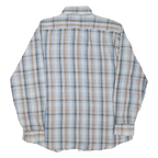 JC PENNEY Mens Blue & Brown Check Shirt L Long Sleeve Button Cotton Blend