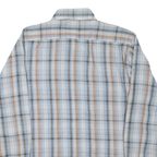 JC PENNEY Mens Blue & Brown Check Shirt L Long Sleeve Button Cotton Blend