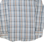 JC PENNEY Mens Blue & Brown Check Shirt L Long Sleeve Button Cotton Blend