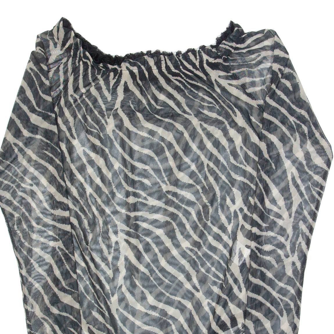 Womens Printed Bodysuit Black Long Sleeve Animal Print S