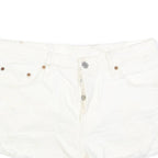 LEVI'S Womens White Denim Cut-Off Shorts M W32 Casual Cotton Button Fly Frayed