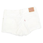 LEVI'S Womens White Denim Cut-Off Shorts M W32 Casual Cotton Button Fly Frayed