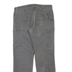 DICKIES Mens Cotton Blend Grey Regular Straight Trousers W36 L30 Workwear Zip