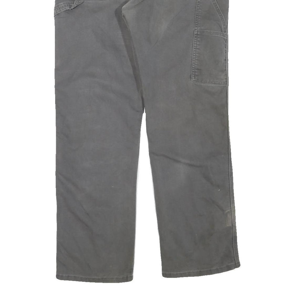 DICKIES Mens Cotton Blend Grey Regular Straight Trousers W36 L30 Workwear Zip