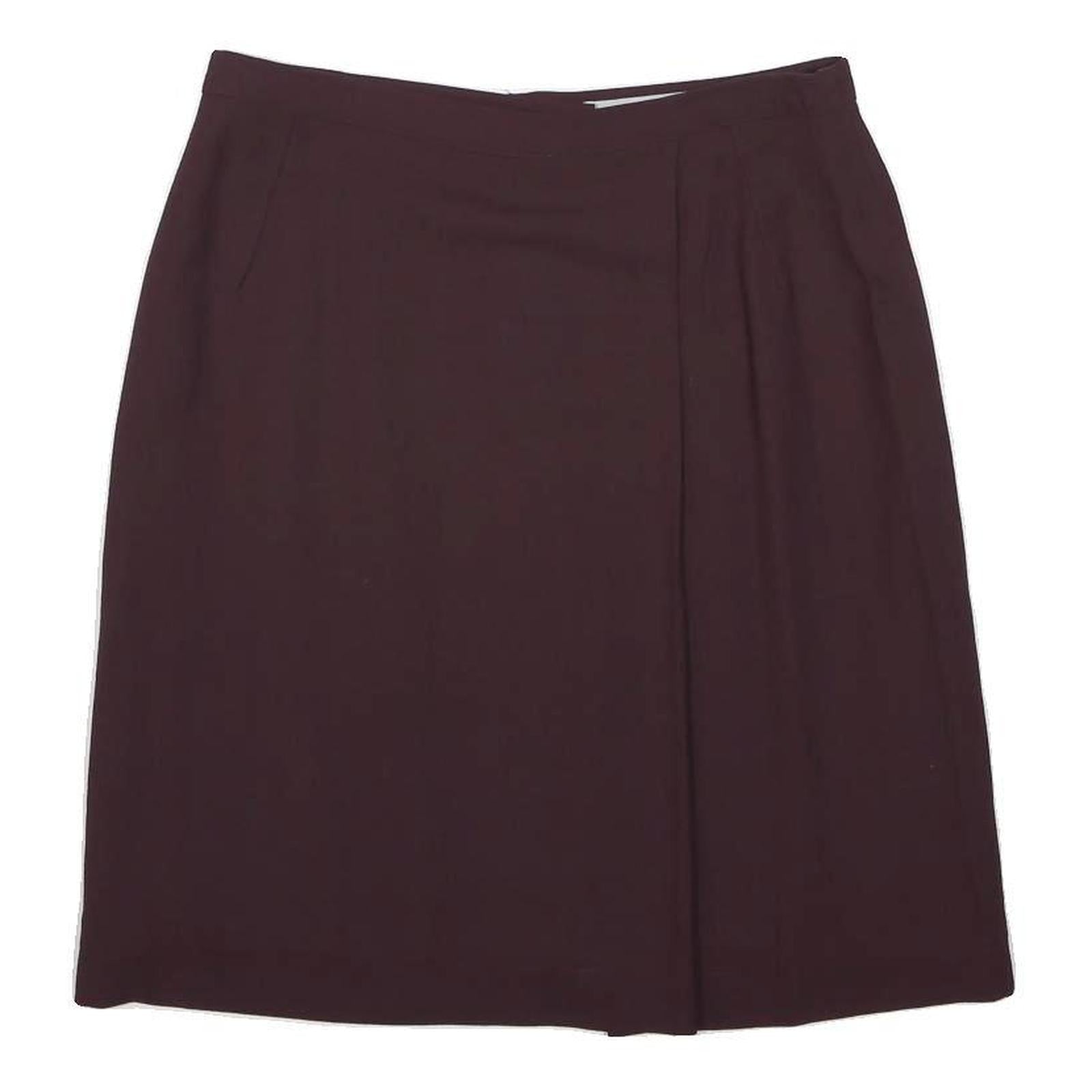 EMPORIO ARMANI Womens Maroon Mini Wool Blend Skirt UK 14 Classic Tailored Zip