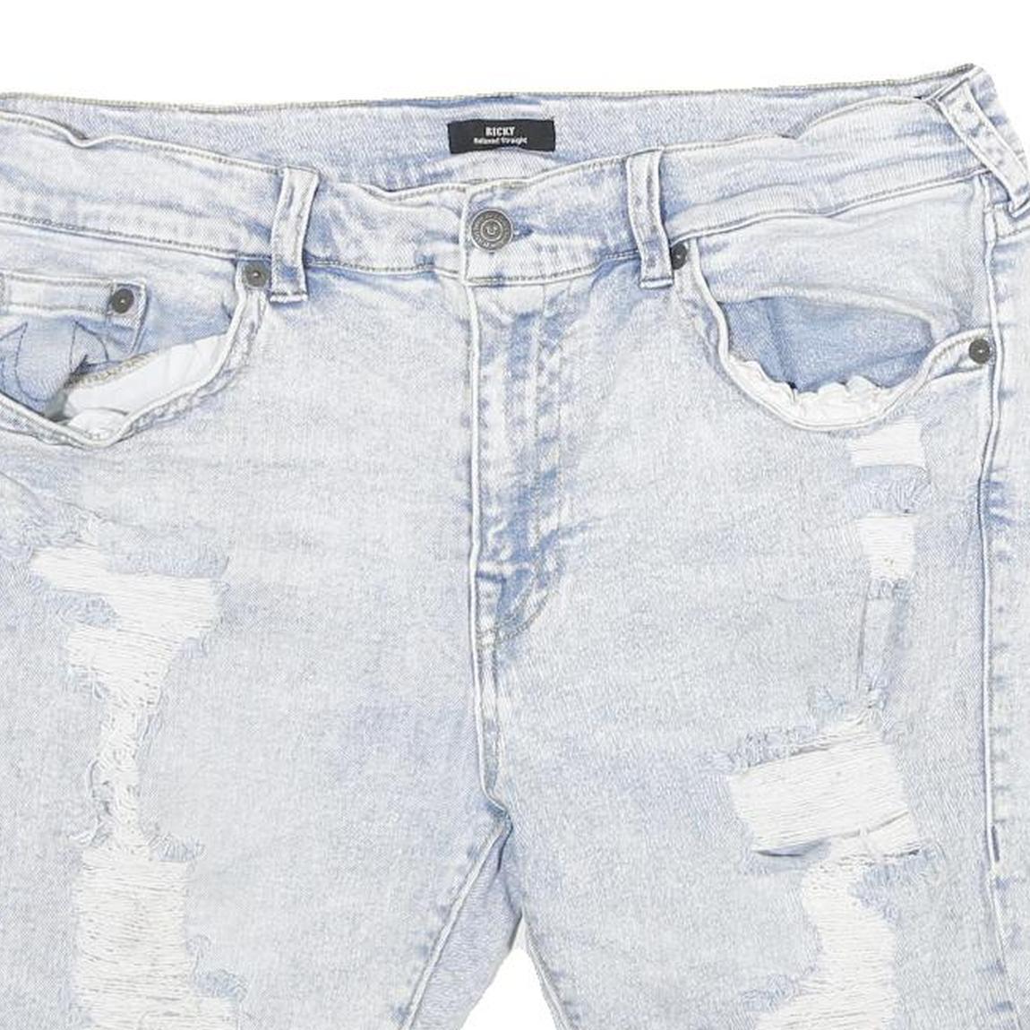 TRUE RELIGION Mens Shorts Blue Denim Distressed XL W40 Casual Fit