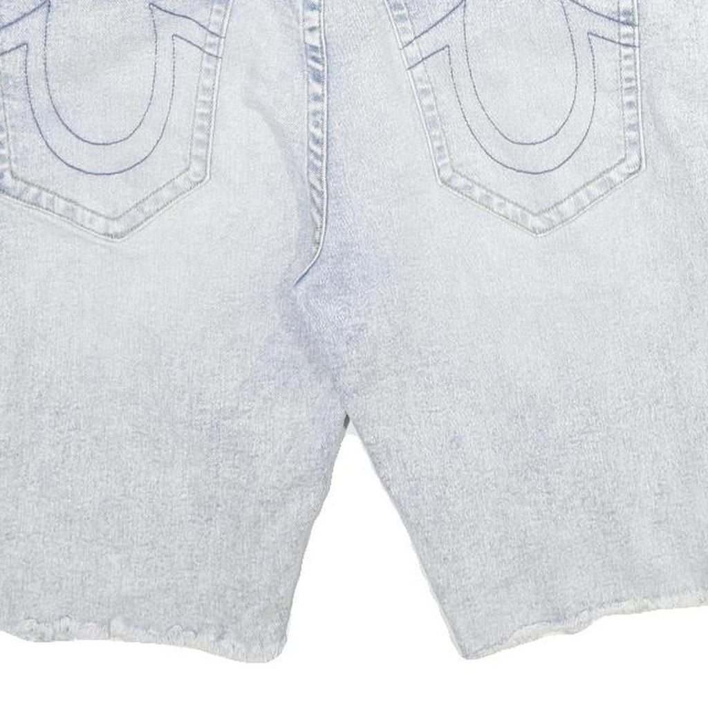 TRUE RELIGION Mens Shorts Blue Denim Distressed XL W40 Casual Fit