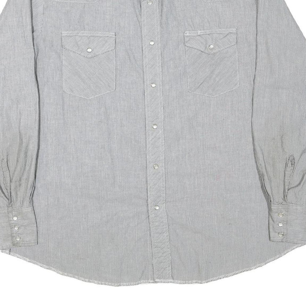 WRANGLER Mens Grey & White Cotton Blend Western Shirt XL Button Long Sleeve