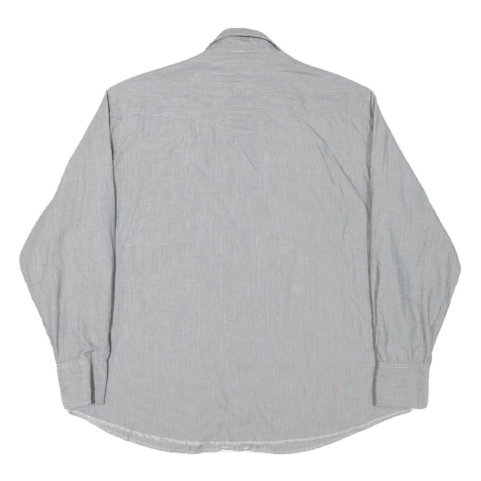 WRANGLER Mens Grey & White Cotton Blend Western Shirt XL Button Long Sleeve