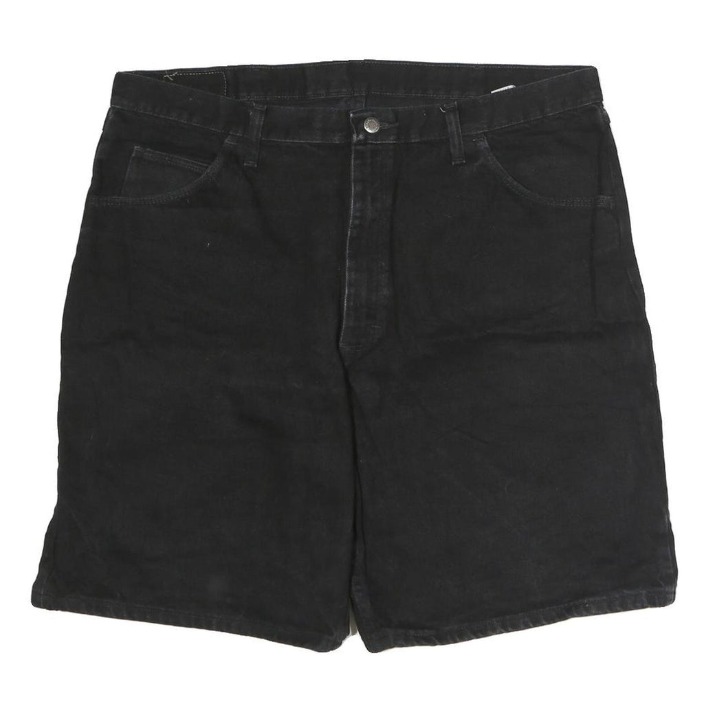 WRANGLER Mens Black Cotton Denim Casual Shorts L W40 Classic Fit Pocketed