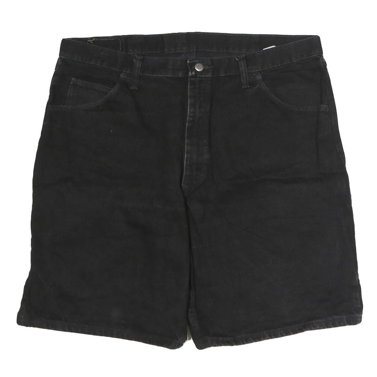 WRANGLER Mens Black Cotton Denim Casual Shorts L W40 Classic Fit Pocketed
