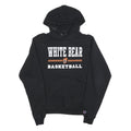 CHAMPION Mens Black White Bear Basketball Pullover Hoodie S Cotton Blend